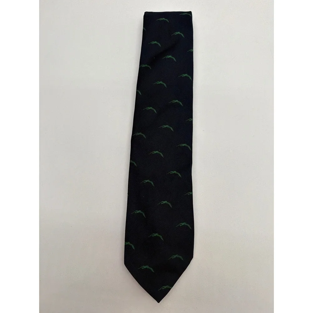 Robert Talbott H Gladstone Mens Navy Blue Green Embroidered Silk Blend Tie 57in